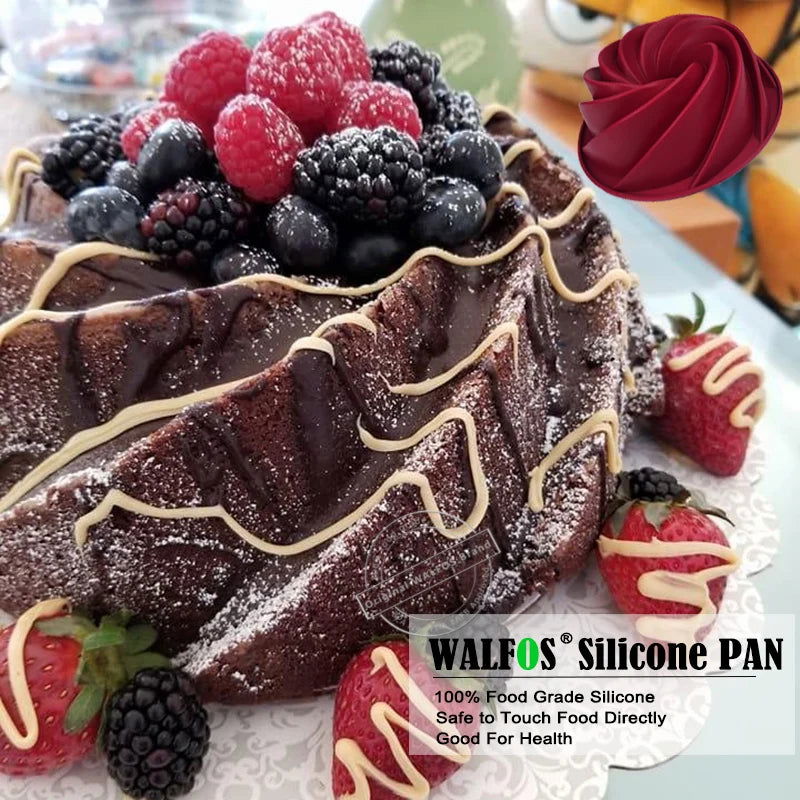 WALFOS Food Grade 25*9cm Big Swirl Shape Silicone Butter Cake Mould Baking Form Tools For Cake Mold Bakery Baking Dish Bakeware - Walfos® Kitchenware