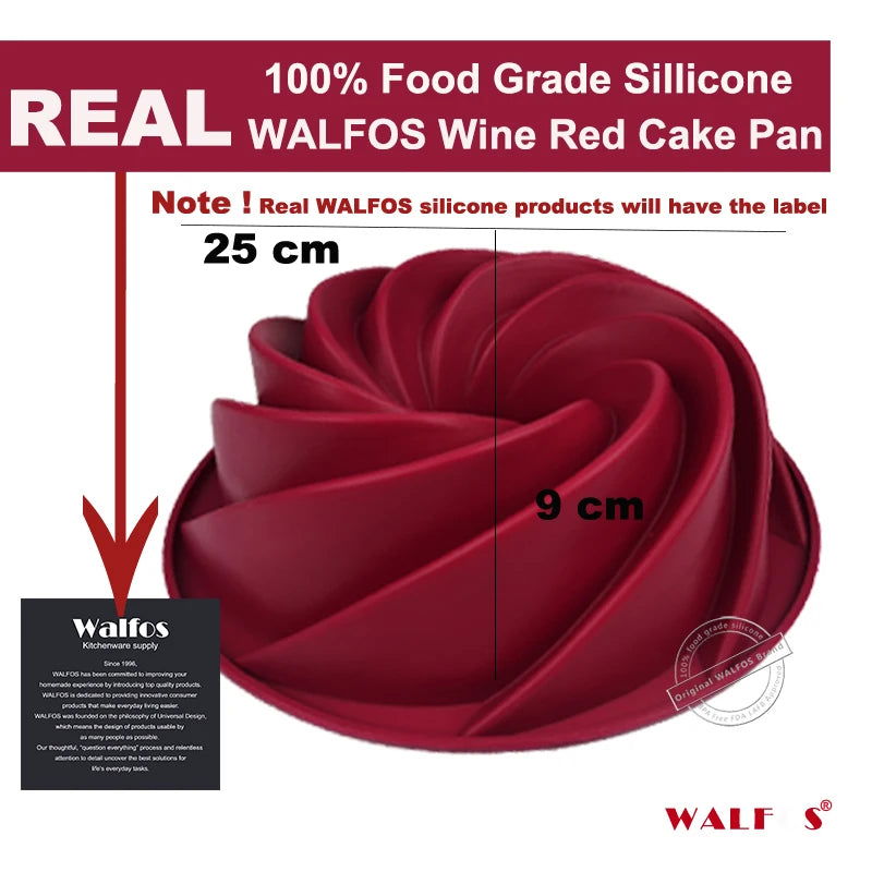 WALFOS Food Grade 25*9cm Big Swirl Shape Silicone Butter Cake Mould Baking Form Tools For Cake Mold Bakery Baking Dish Bakeware - Walfos® Kitchenware