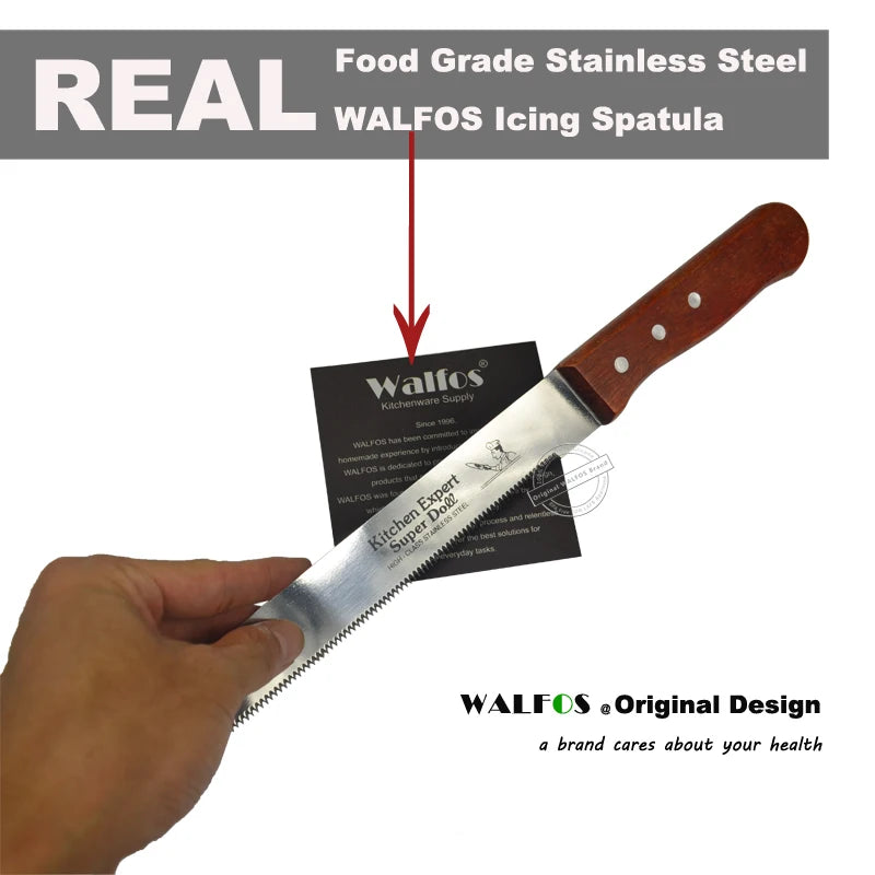 WALFOS Food Grade 30cm Cake Knife Stainless Steel Knife with Wooden Handle Bread Cutting Tools Baking & Pastry Tools - Walfos® Kitchenware