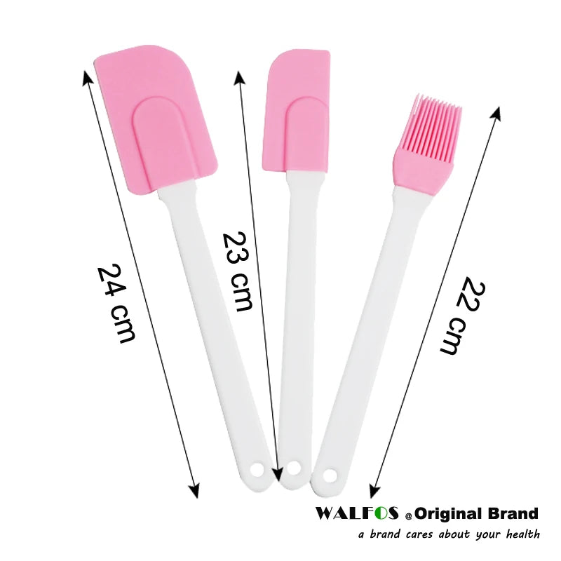 WALFOS Food Grade 3 Pcs/Set Silicone Cream Spatula Cream Brush Baking Oil Brush Mixing Shovel Butter Scraper Flour Scrapers - Walfos® Kitchenware
