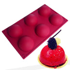 WALFOS Food Grade 6 Cavity Silicone Cake Mold Non-Stick Baking Pan Pastry Tools for Soap, Muffin, Brownie, Pudding and Jello - Walfos® Kitchenware