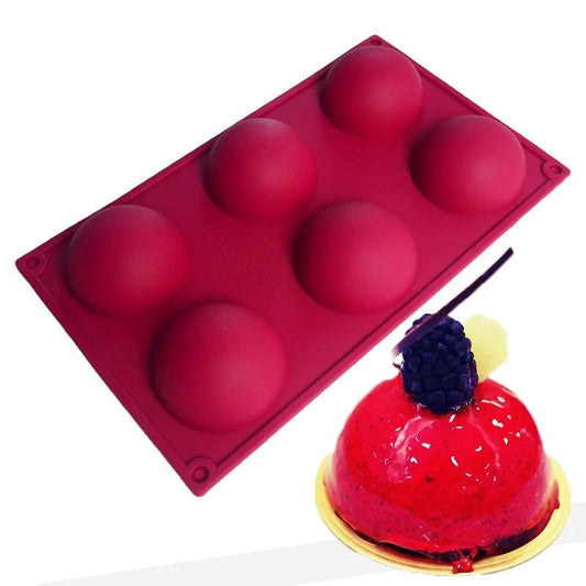 WALFOS Food Grade 6 Cavity Silicone Cake Mold Non-Stick Baking Pan Pastry Tools for Soap, Muffin, Brownie, Pudding and Jello - Walfos® Kitchenware