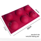 WALFOS Food Grade 6 Cavity Silicone Cake Mold Non-Stick Baking Pan Pastry Tools for Soap, Muffin, Brownie, Pudding and Jello - Walfos® Kitchenware
