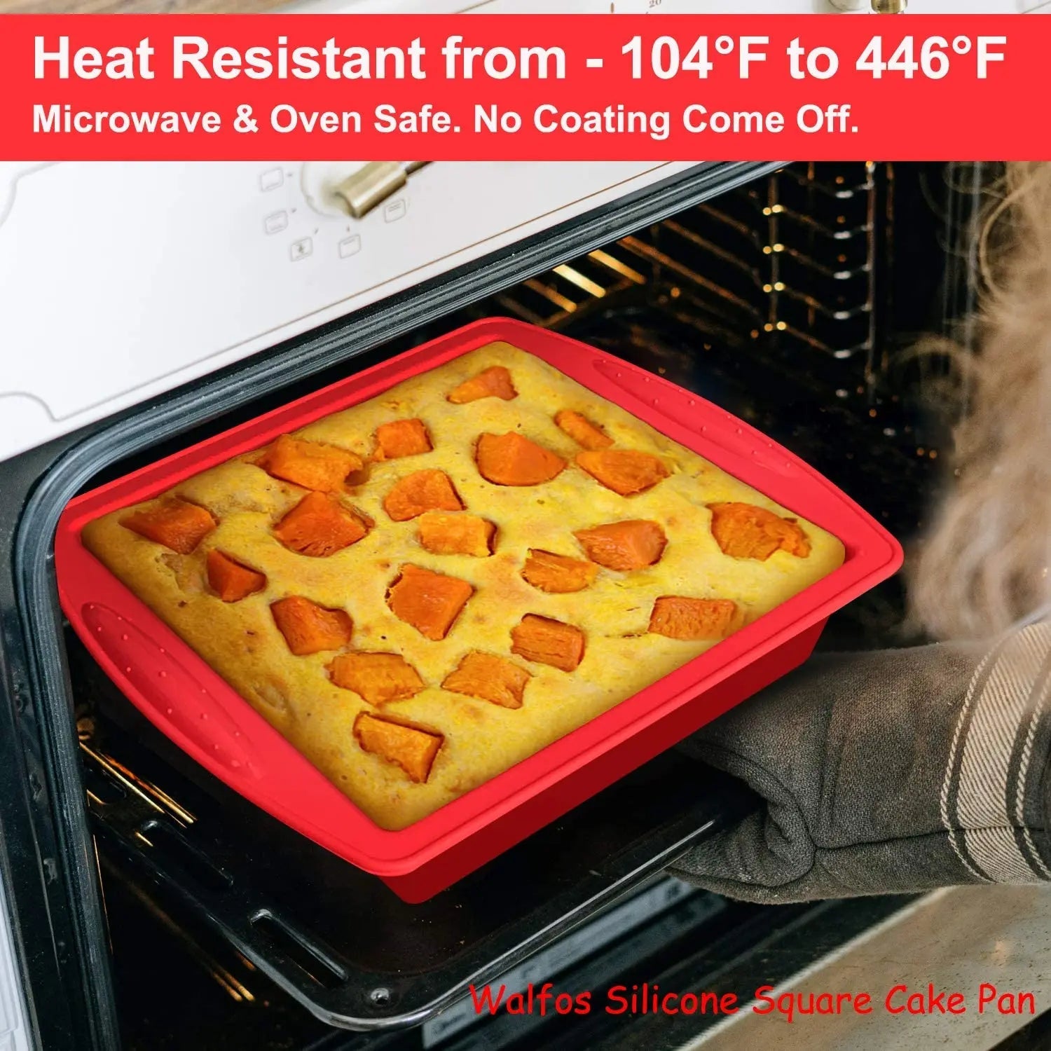 WALFOS Food Grade Brownie Pan Non-Stick Square Silicone Cake Mold Cake Pan Baking Pans Mould Bread Mold Bakeware DIY Cake Tools - Walfos® Kitchenware