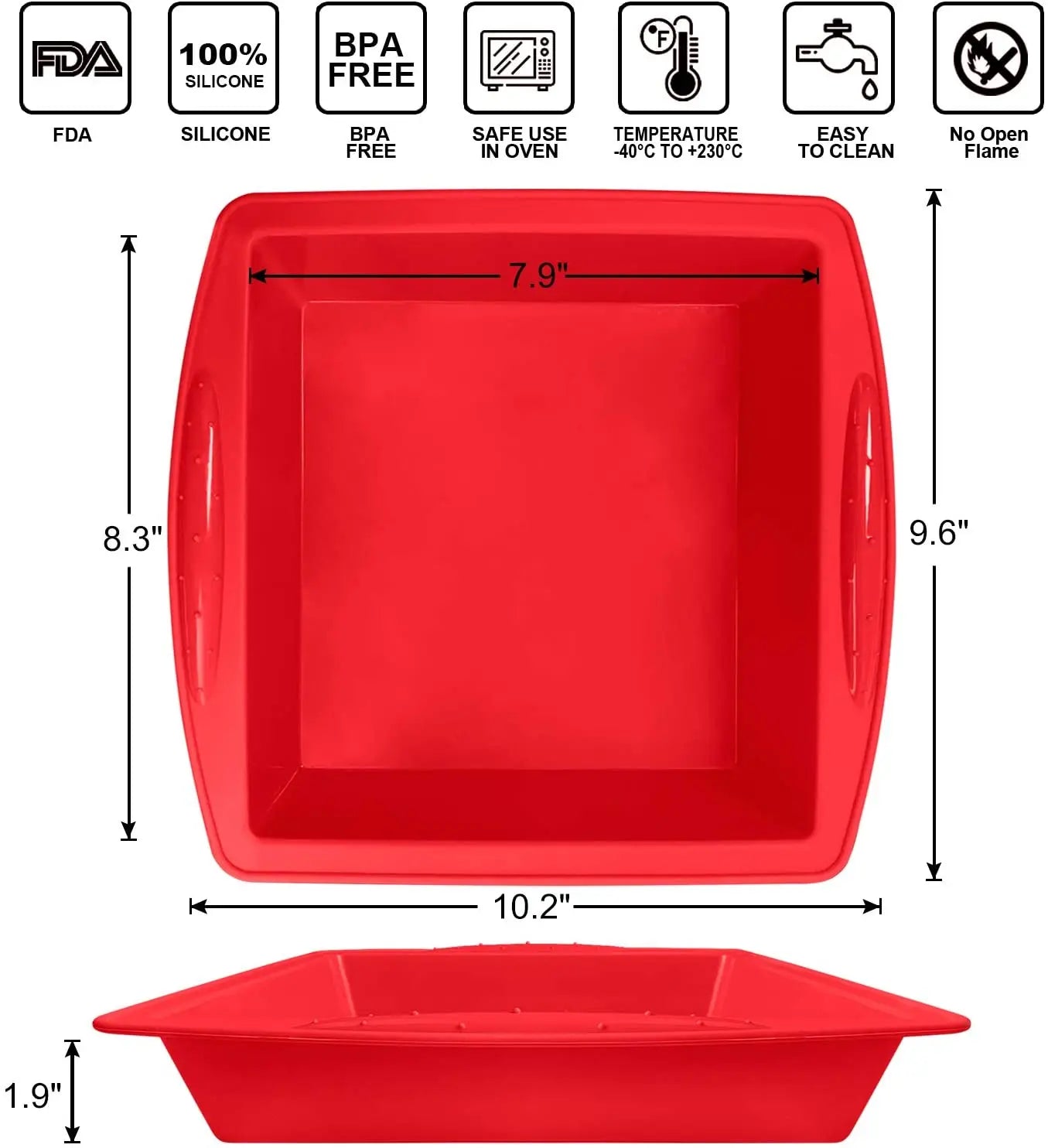 WALFOS Food Grade Brownie Pan Non-Stick Square Silicone Cake Mold Cake Pan Baking Pans Mould Bread Mold Bakeware DIY Cake Tools - Walfos® Kitchenware
