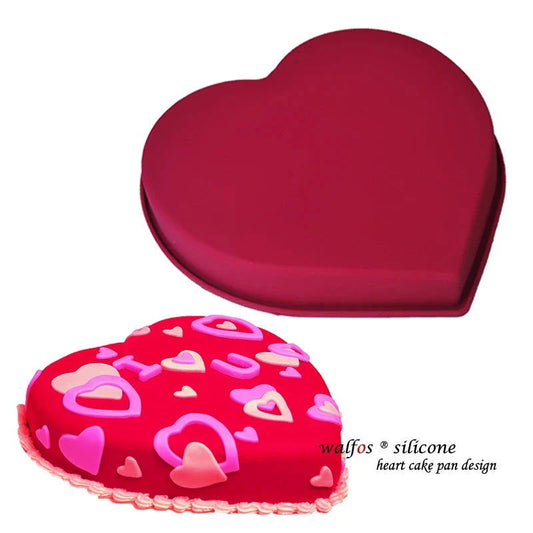 WALFOS Food Grade Love Heart Shaped Silicone Cake Mold Cake Pan Non-Stick Baking Mousse Pan Mould Dessert Decoration Tools - Walfos® Kitchenware