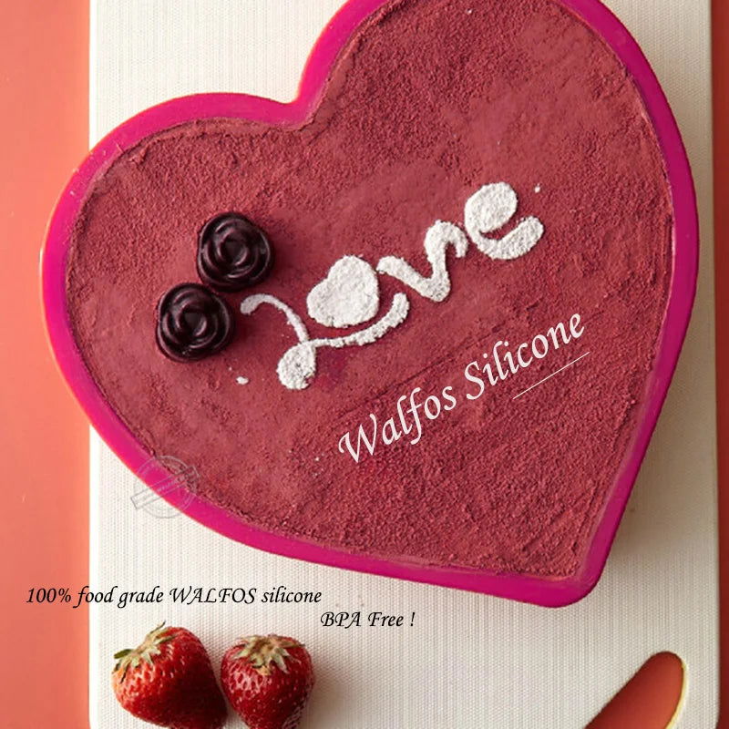 WALFOS Food Grade Love Heart Shaped Silicone Cake Mold Cake Pan Non-Stick Baking Mousse Pan Mould Dessert Decoration Tools - Walfos® Kitchenware