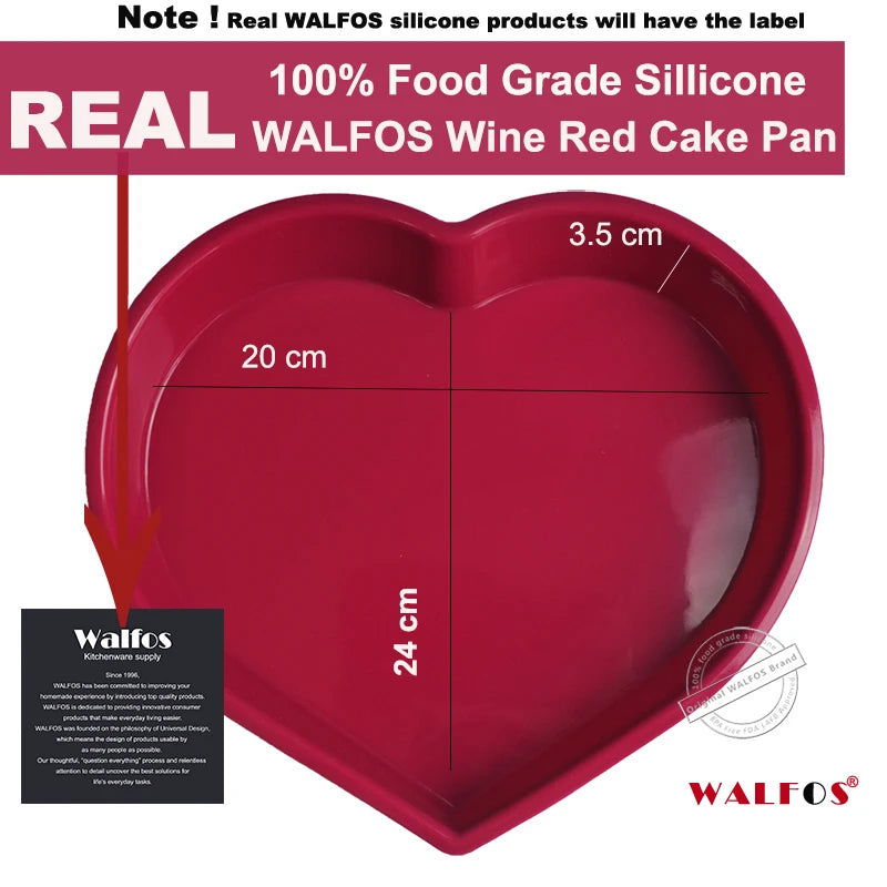 WALFOS Food Grade Love Heart Shaped Silicone Cake Mold Cake Pan Non-Stick Baking Mousse Pan Mould Dessert Decoration Tools - Walfos® Kitchenware