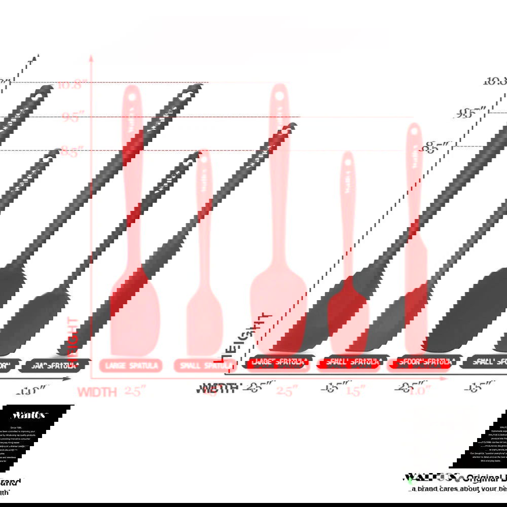 WALFOS Food Grade Non Stick Butter Cooking Silicone Spatula Set Heat Resistant Kitchen Silicone Scraper Spatulas & Mini Spatulas - Walfos® Kitchenware