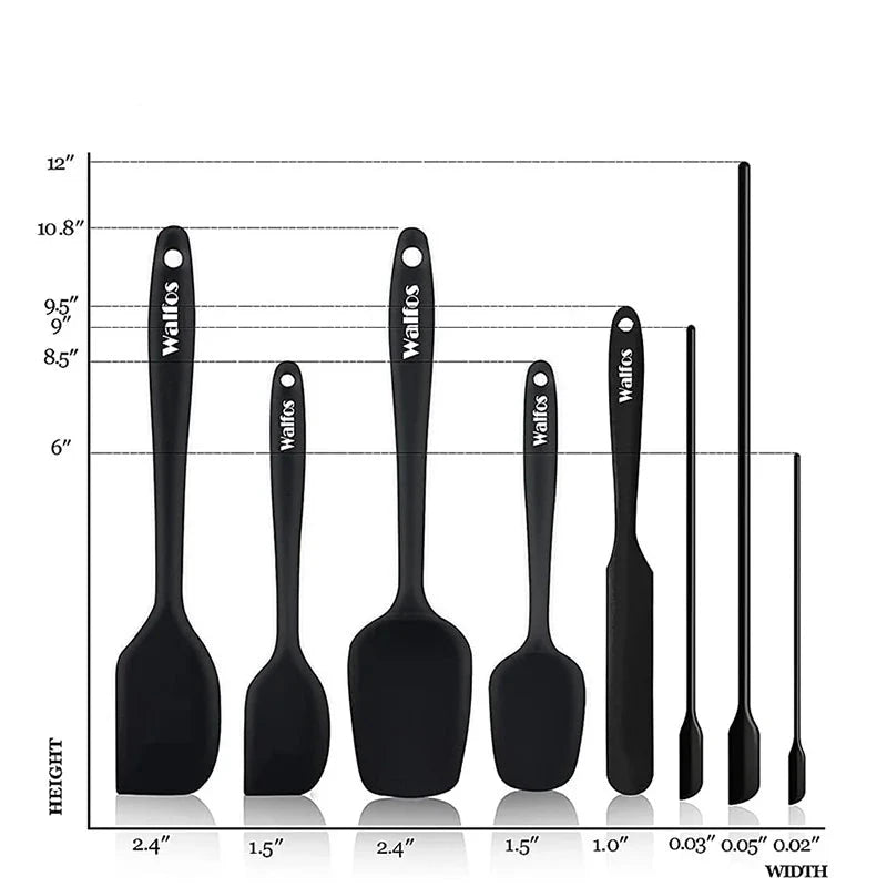 WALFOS Food Grade Non Stick Butter Cooking Silicone Spatula Set Heat Resistant Kitchen Silicone Scraper Spatulas & Mini Spatulas - Walfos® Kitchenware