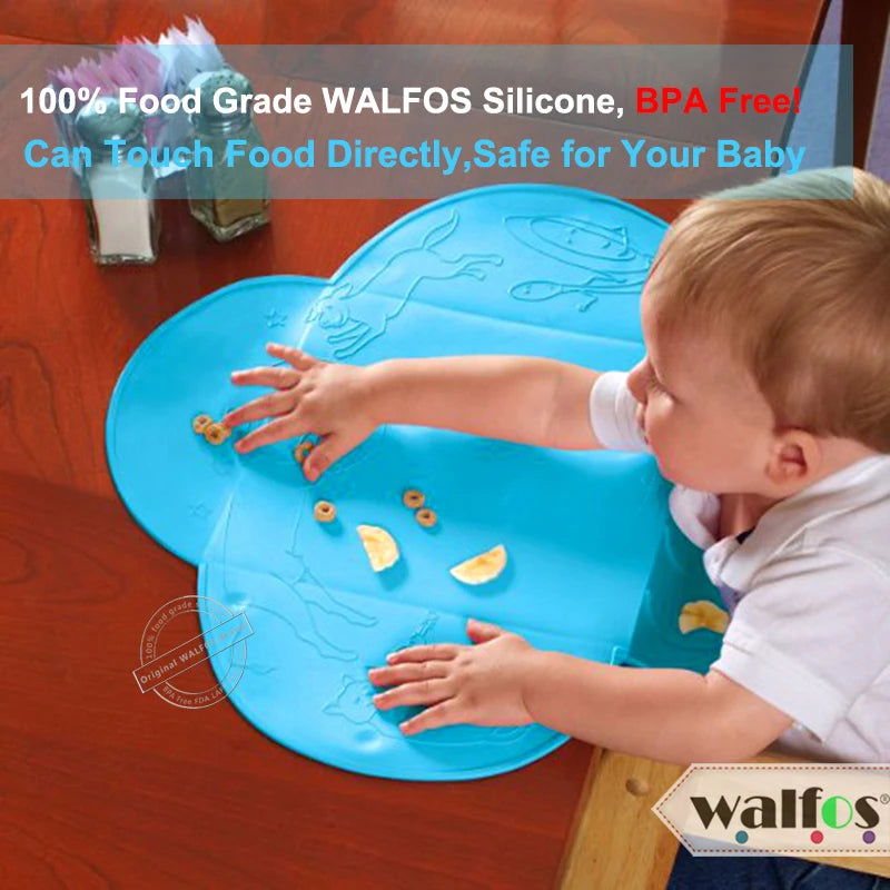 WALFOS Food Grade Silicone Baby Bib Table Mat Infant Tiny Diner Portable Placemat For Kids Baby Feeding Silicone Baby Placemat - Walfos® Kitchenware