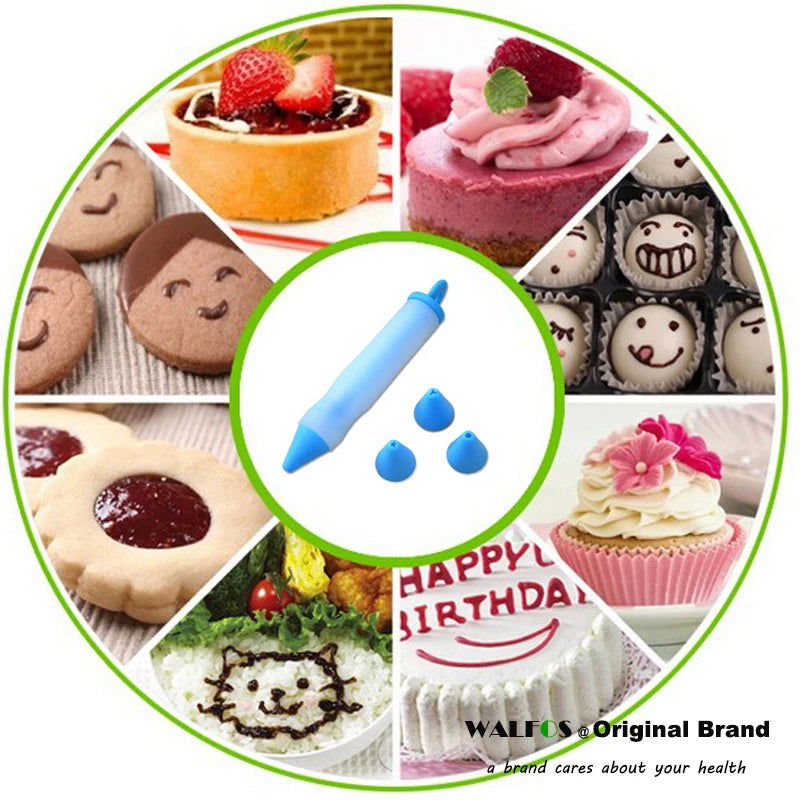 WALFOS Food Grade Silicone Cake Decorating Pen Silicone Chocolate Pen Food Writing Pen Baking Cream Color Decoration Tool - Walfos® Kitchenware