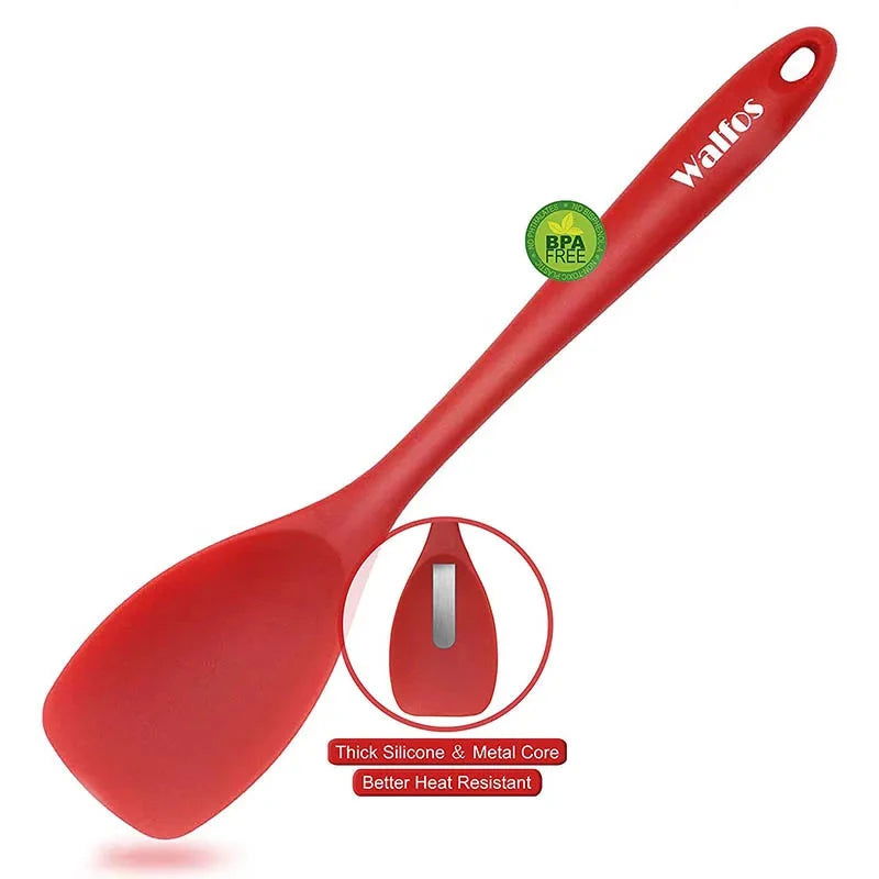 WALFOS Food Grade Silicone Cooking Spoon Essential Heat-Resistant Flexible Nonstick Silicone Baking Mixing Spoon Spatula - Walfos® Kitchenware