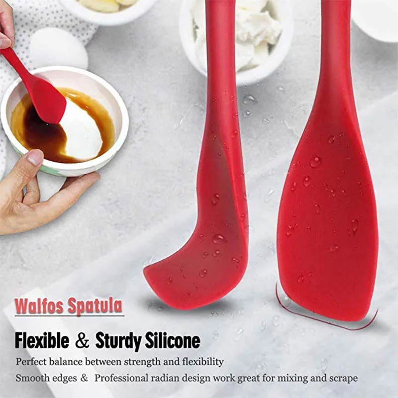 WALFOS Food Grade Silicone Cooking Spoon Essential Heat-Resistant Flexible Nonstick Silicone Baking Mixing Spoon Spatula - Walfos® Kitchenware