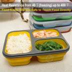 WALFOS  Food Grade Silicone Microwave 3-Compartments Bento Lunch Box Set For Kids Lunchbox Microwaveable Bento Box For Adults - Walfos® Kitchenware