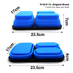 WALFOS  Food Grade Silicone Microwave 3-Compartments Bento Lunch Box Set For Kids Lunchbox Microwaveable Bento Box For Adults - Walfos® Kitchenware
