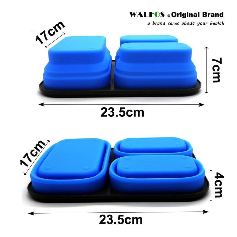 WALFOS  Food Grade Silicone Microwave 3-Compartments Bento Lunch Box Set For Kids Lunchbox Microwaveable Bento Box For Adults - Walfos® Kitchenware