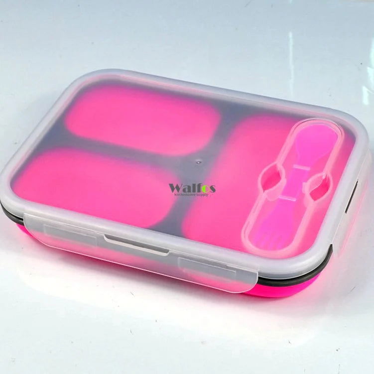 WALFOS  Food Grade Silicone Microwave 3-Compartments Bento Lunch Box Set For Kids Lunchbox Microwaveable Bento Box For Adults - Walfos® Kitchenware