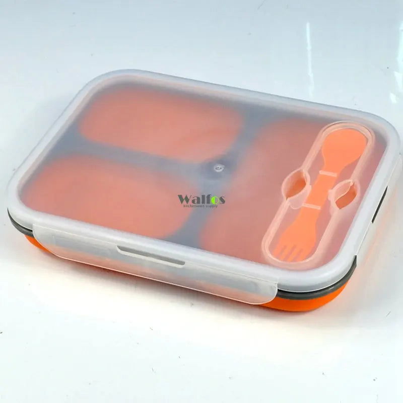 WALFOS  Food Grade Silicone Microwave 3-Compartments Bento Lunch Box Set For Kids Lunchbox Microwaveable Bento Box For Adults - Walfos® Kitchenware