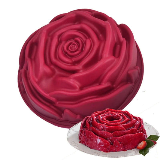 WALFOS Food Grade Silicone Rose Flower Cake Pan Baking Mold 9 Inches Mousse Cake Bread Baking Pan Pastry Mould Bakeware - Walfos® Kitchenware