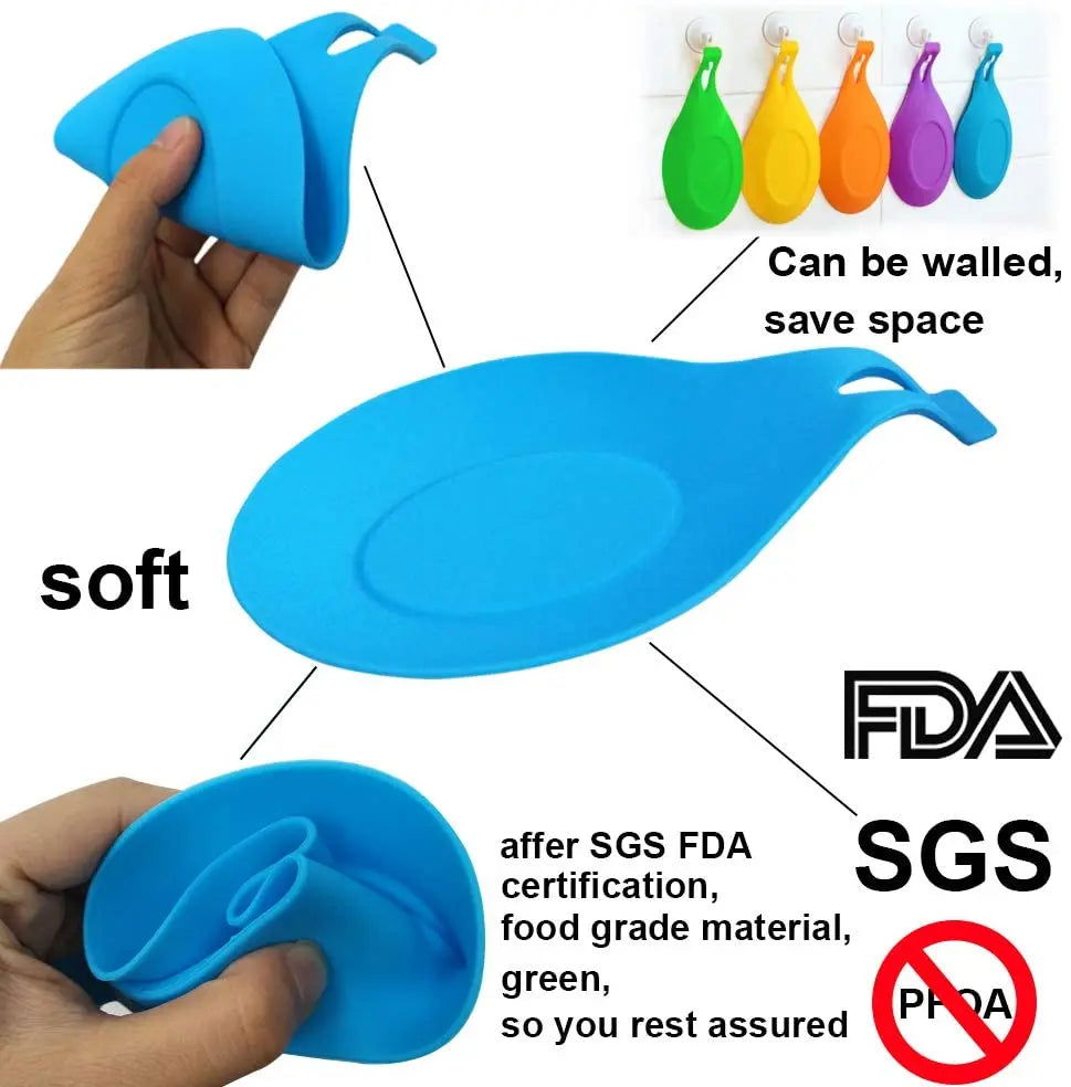 WALFOS Food Grade Silicone Spoon Rest Utensil Spatula Holder Heat Resistant Kitchen Tool - Walfos® Kitchenware