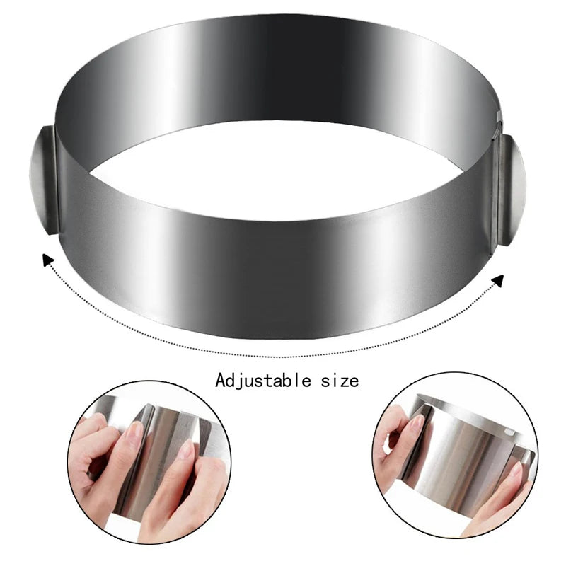 WALFOS Food Grade Stainless Steel Adjustable Cake Pan Retractable Circle Mousse Ring Mould Baking Tool Set Cake Mold Bakeware - Walfos® Kitchenware