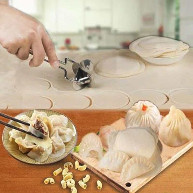 WALFOS Food Grade Stainless Steel Dumpling Skin Cutter Machine Pie Ravioli Mould Circle Dumpling Skin Device  Dumpling Mold - Walfos® Kitchenware