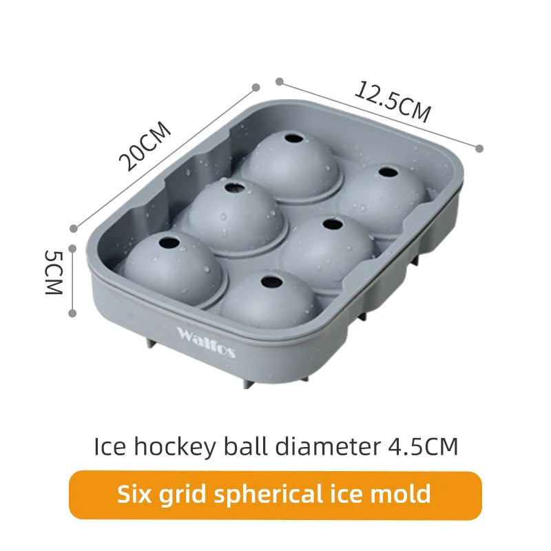 WALFOS Food grade silicone ice cube mold large icecube square with lid frozen ice grid ice hockey ball frozen beverage whiskey ice mold - Walfos® Kitchenware