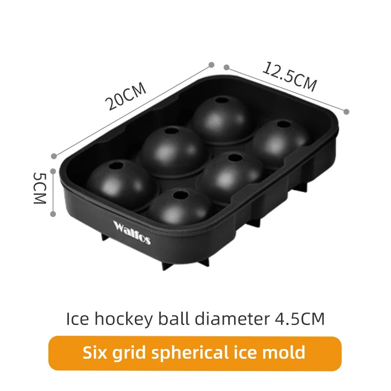 WALFOS Food grade silicone ice cube mold large icecube square with lid frozen ice grid ice hockey ball frozen beverage whiskey ice mold - Walfos® Kitchenware