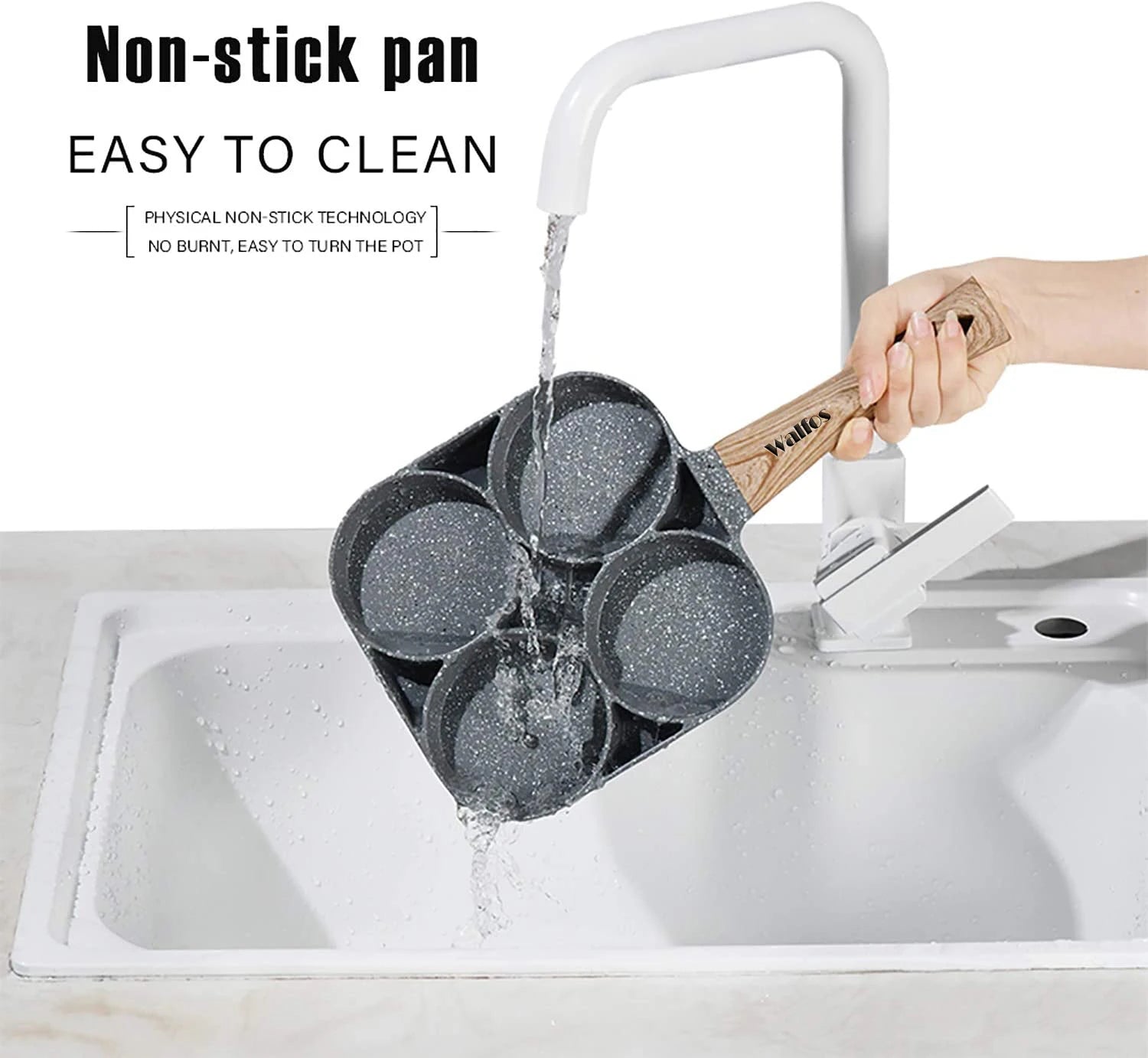 WALFOS Four-Hole Frying Pot Pan Thickened Omelet Pan Non-Stick Egg Pancake Steak Cooking Egg Ham Pans Breakfast Maker Cookware - Walfos® Kitchenware