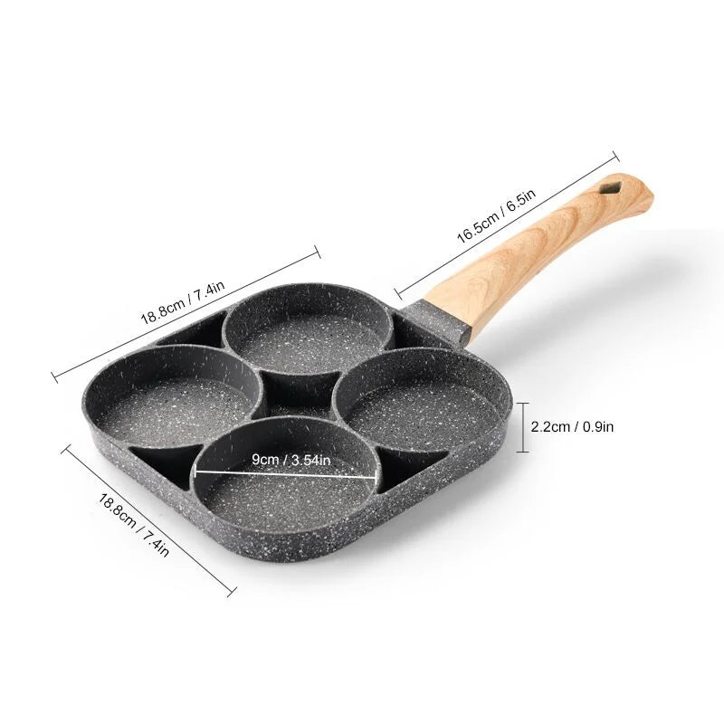 WALFOS Four-Hole Frying Pot Pan Thickened Omelet Pan Non-Stick Egg Pancake Steak Cooking Egg Ham Pans Breakfast Maker Cookware - Walfos® Kitchenware