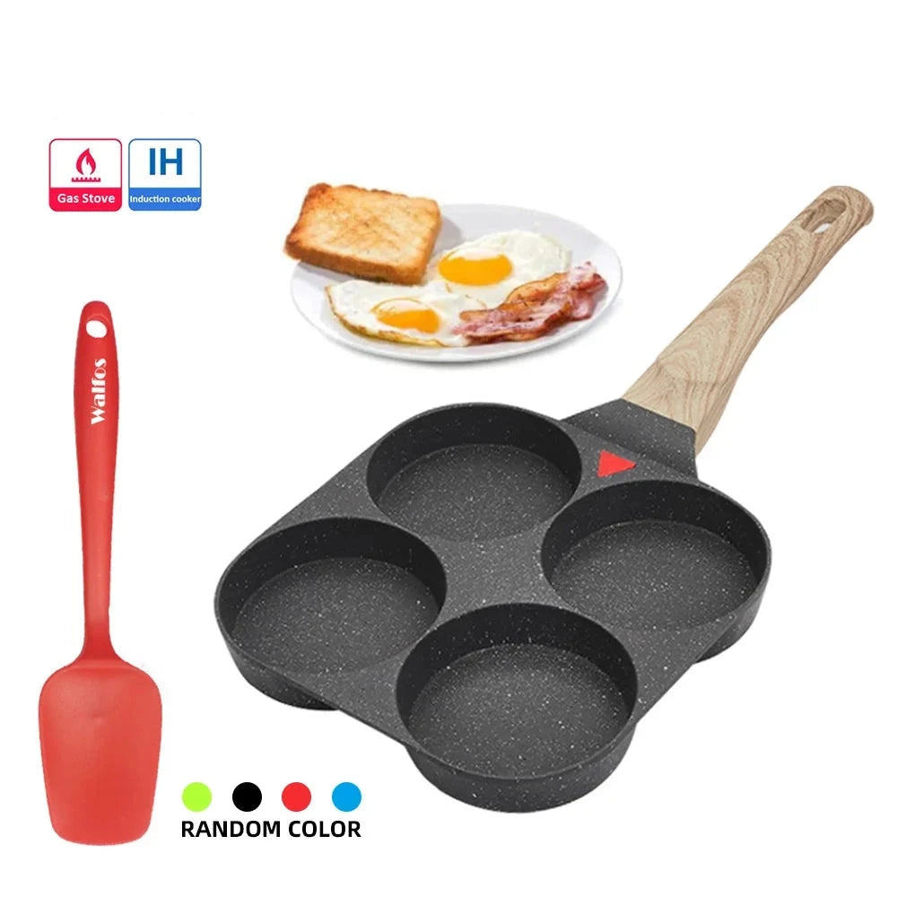 WALFOS Four-Hole Frying Pot Pan Thickened Omelet Pan Non-Stick Egg Pancake Steak Cooking Egg Ham Pans Breakfast Maker Cookware - Walfos® Kitchenware