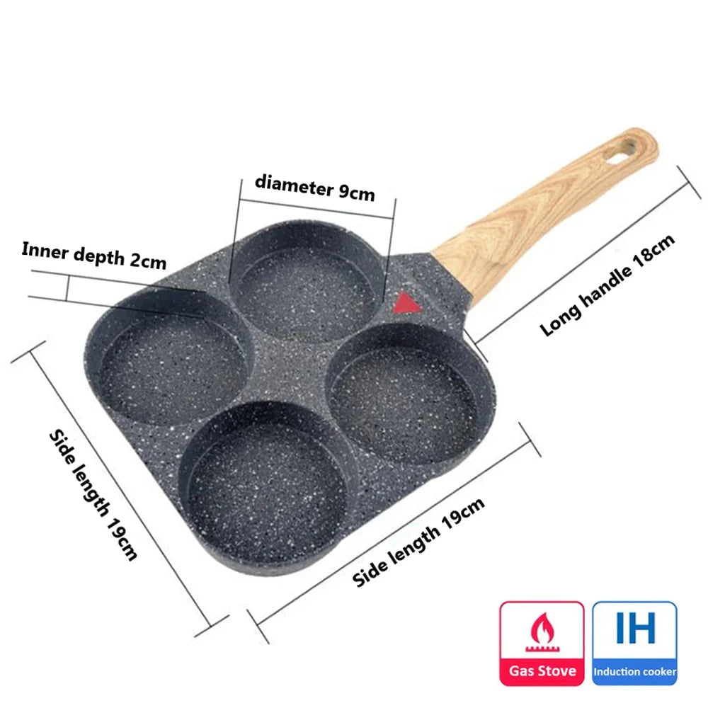 WALFOS Four-Hole Frying Pot Pan Thickened Omelet Pan Non-Stick Egg Pancake Steak Cooking Egg Ham Pans Breakfast Maker Cookware - Walfos® Kitchenware