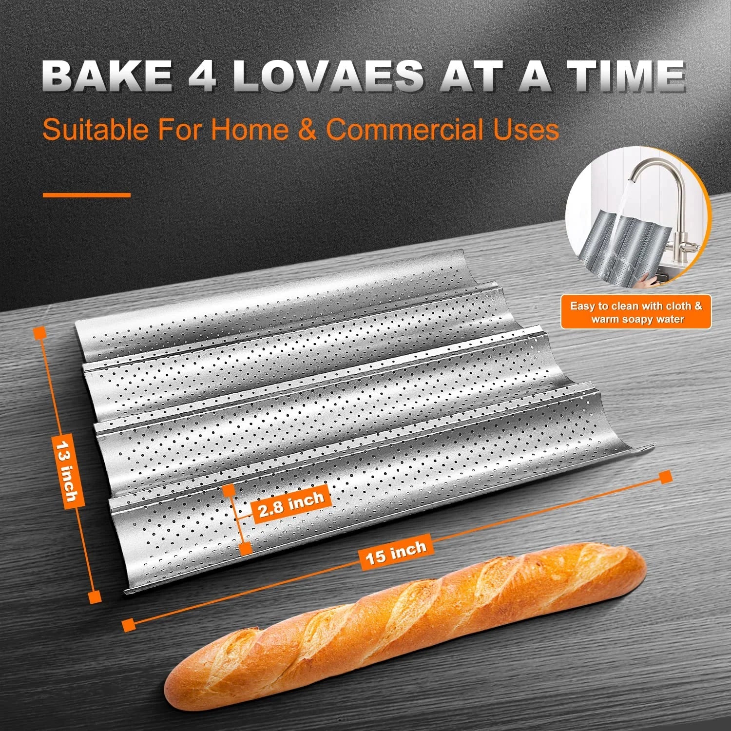 WALFOS French Bread Baking Pan 2/4 Groove Wave Loaves Loaf Bake Mold Non-Stick Bread Pans Baking utensils Tray Pastry Tools - Walfos® Kitchenware