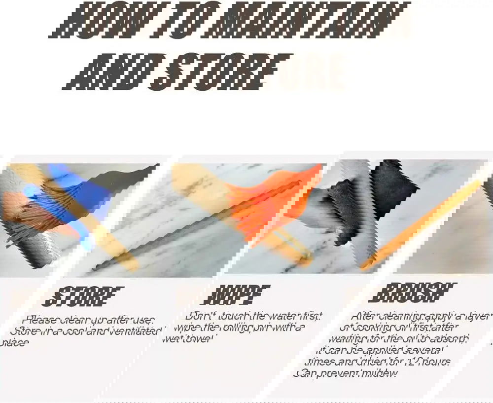 WALFOS French Rolling Pin and Silicone Pastry Mat Set Beech Wood Rolling Pin 18 Inch For Best Pie Crust Cookie Pasta Pizza Doug - Walfos® Kitchenware