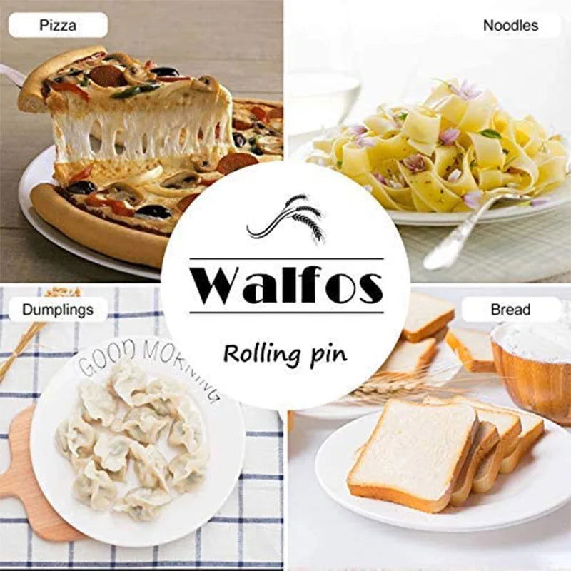 WALFOS French Rolling Pin and Silicone Pastry Mat Set Beech Wood Rolling Pin 18 Inch For Best Pie Crust Cookie Pasta Pizza Doug - Walfos® Kitchenware