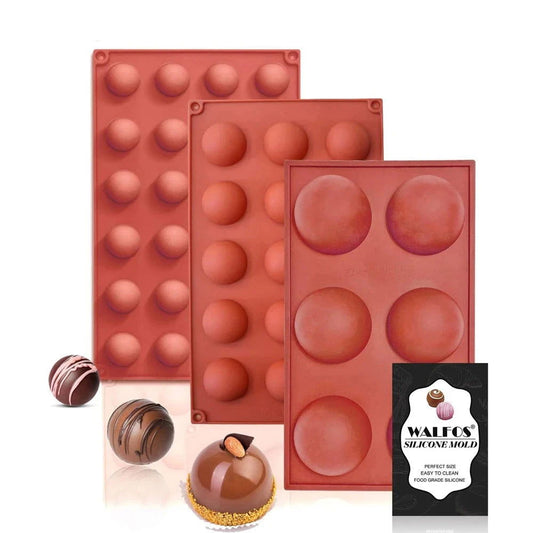 WALFOS Half Ball Sphere Silicone Mold Round Cake Chocolate Pastry Bakeware Stencil Pudding Jello Soap Bread Candy Baking Moulds - Walfos® Kitchenware