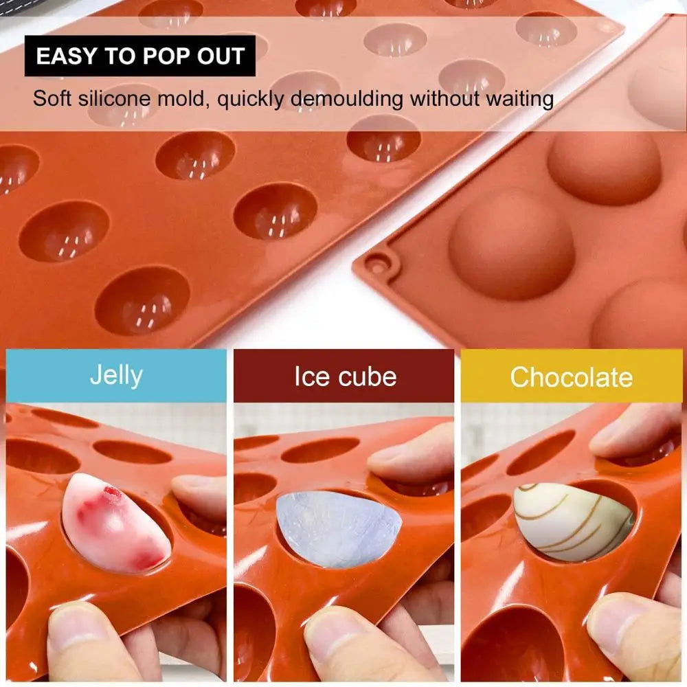 WALFOS Half Ball Sphere Silicone Mold Round Cake Chocolate Pastry Bakeware Stencil Pudding Jello Soap Bread Candy Baking Moulds - Walfos® Kitchenware