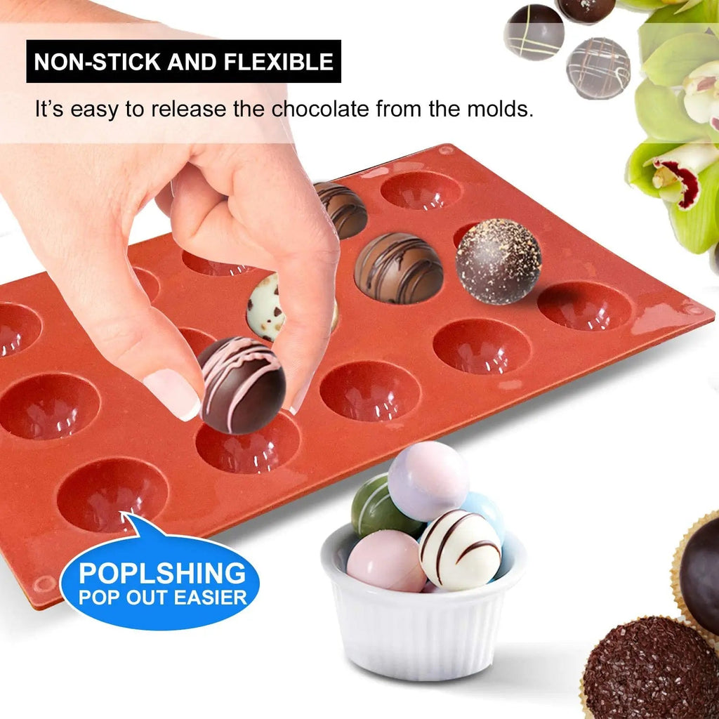WALFOS Half Ball Sphere Silicone Mold Round Cake Chocolate Pastry Bakeware Stencil Pudding Jello Soap Bread Candy Baking Moulds - Walfos® Kitchenware