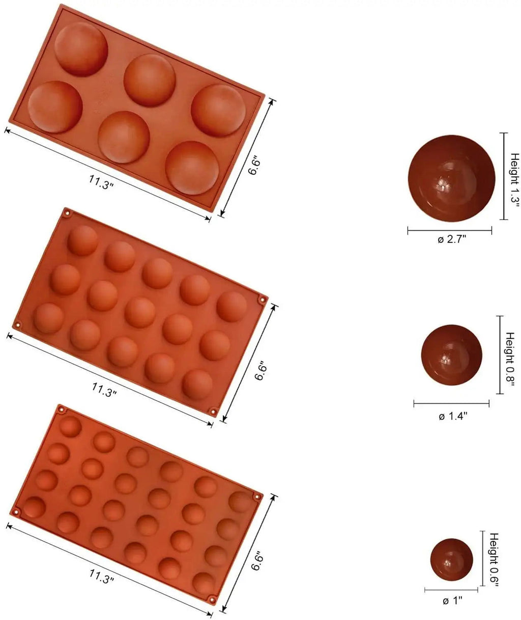 WALFOS Half Ball Sphere Silicone Mold Round Cake Chocolate Pastry Bakeware Stencil Pudding Jello Soap Bread Candy Baking Moulds - Walfos® Kitchenware