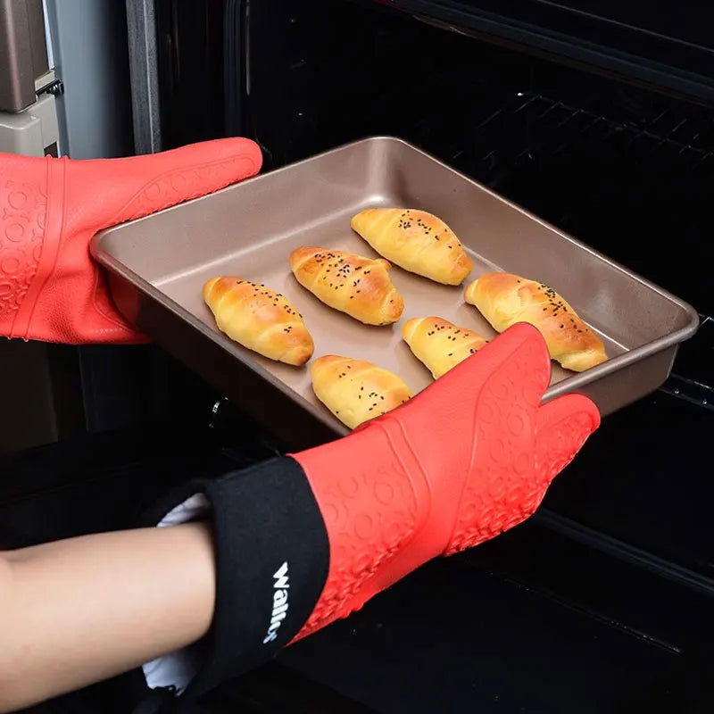 WALFOS  Heat Resistant Silicon BBQ Glove Microwave Oven Baking Mitt Gloves with anti-scald protection Kitchen Baking Tools - Walfos® Kitchenware