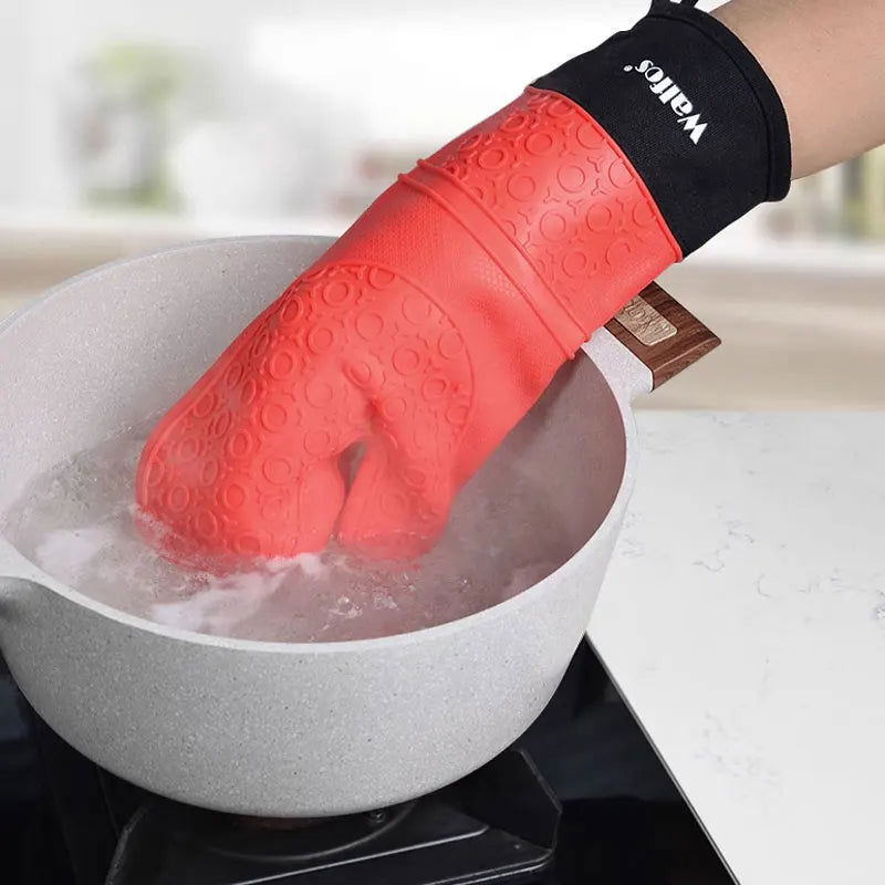 WALFOS  Heat Resistant Silicon BBQ Glove Microwave Oven Baking Mitt Gloves with anti-scald protection Kitchen Baking Tools - Walfos® Kitchenware