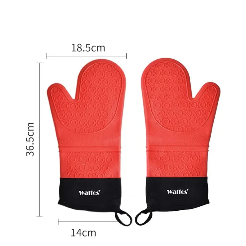 WALFOS  Heat Resistant Silicon BBQ Glove Microwave Oven Baking Mitt Gloves with anti-scald protection Kitchen Baking Tools - Walfos® Kitchenware