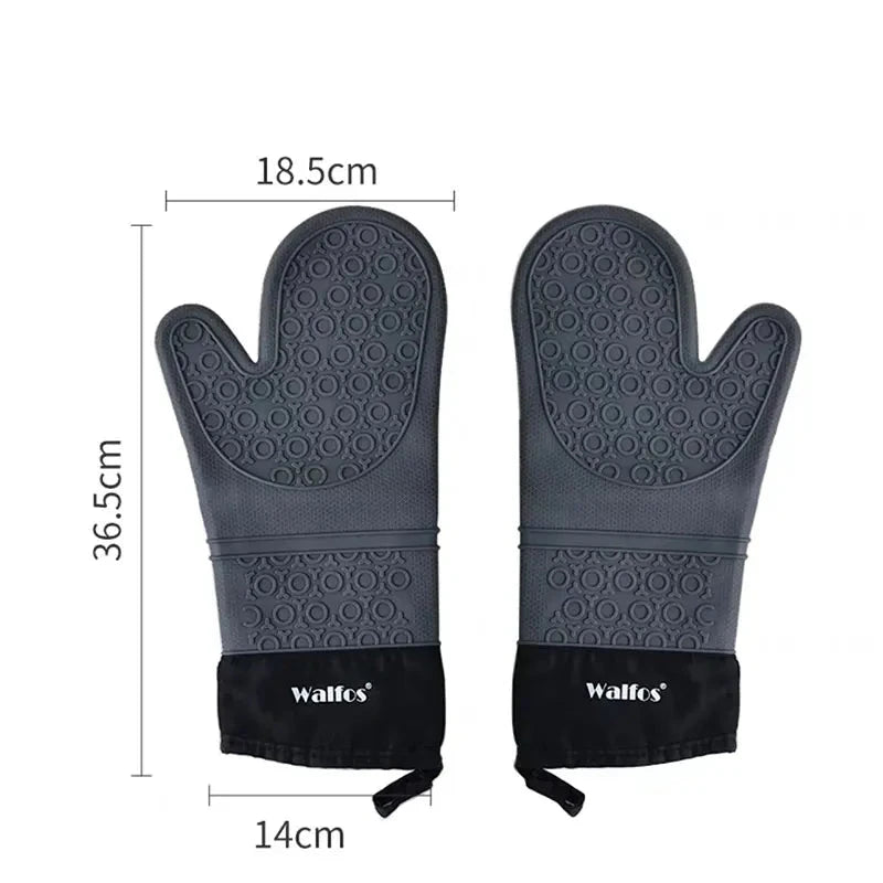 WALFOS  Heat Resistant Silicon BBQ Glove Microwave Oven Baking Mitt Gloves with anti-scald protection Kitchen Baking Tools - Walfos® Kitchenware