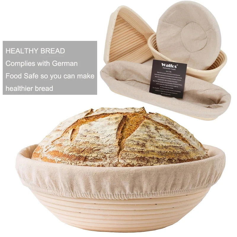 WALFOS  Natural Rattan Fermentation Wicker Basket Dough Basket Baguette French Bread Basket Mass Proofing Baskets Banneton - Walfos® Kitchenware