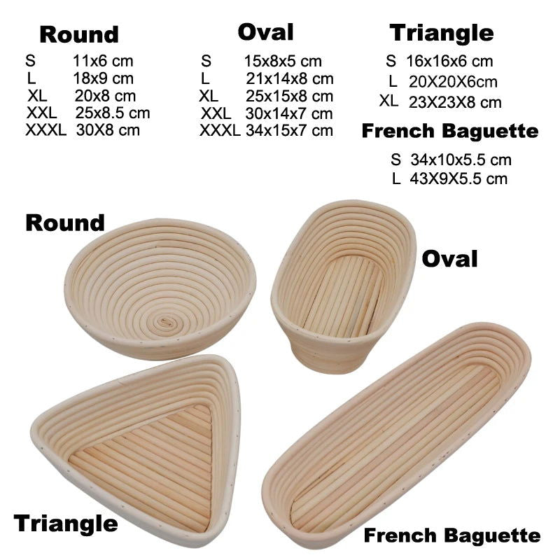 WALFOS  Natural Rattan Fermentation Wicker Basket Dough Basket Baguette French Bread Basket Mass Proofing Baskets Banneton - Walfos® Kitchenware