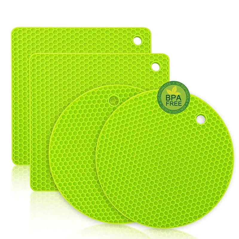 WALFOS  Silicone Pot Holders Heat-Resistant Mats Silicone Trivet Mats for Hot Pan Tables Countertops Spoon Rest Mat Green - Walfos® Kitchenware