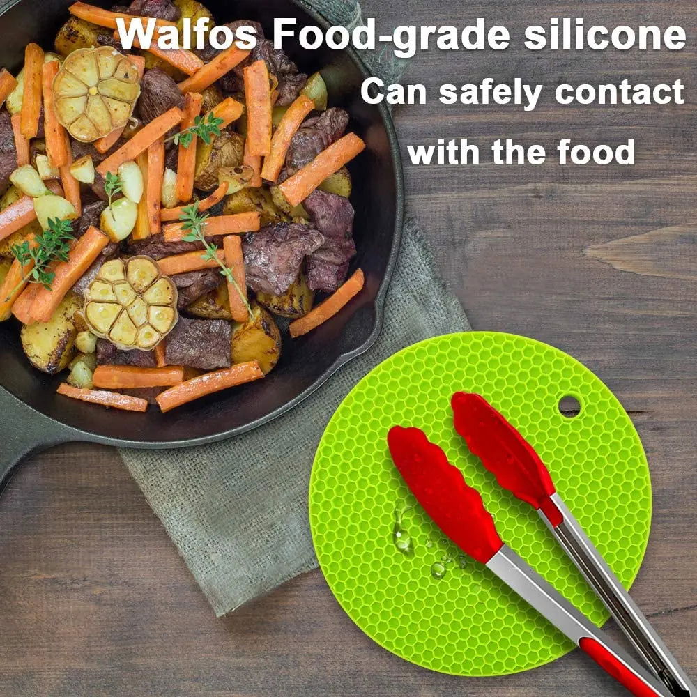 WALFOS  Silicone Pot Holders Heat-Resistant Mats Silicone Trivet Mats for Hot Pan Tables Countertops Spoon Rest Mat Green - Walfos® Kitchenware