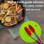WALFOS  Silicone Pot Holders Heat-Resistant Mats Silicone Trivet Mats for Hot Pan Tables Countertops Spoon Rest Mat Green - Walfos® Kitchenware