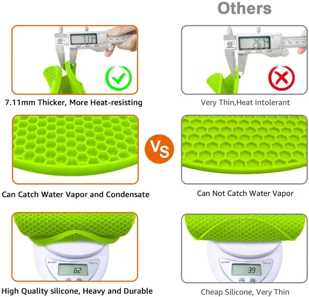 WALFOS  Silicone Pot Holders Heat-Resistant Mats Silicone Trivet Mats for Hot Pan Tables Countertops Spoon Rest Mat Green - Walfos® Kitchenware